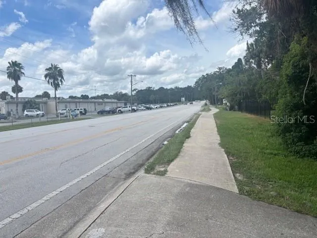 a view of a pathway both side of yard