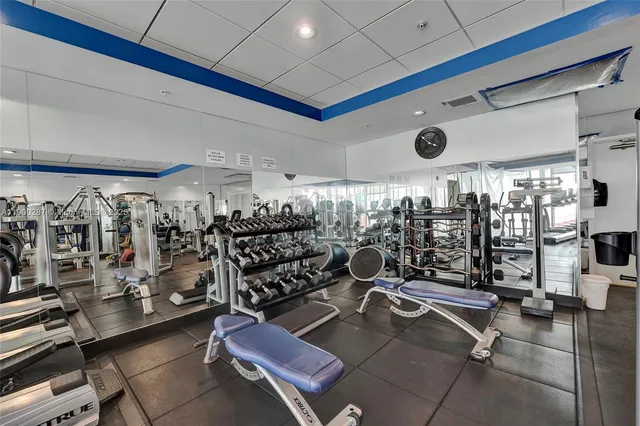 a view of a room with gym equipment