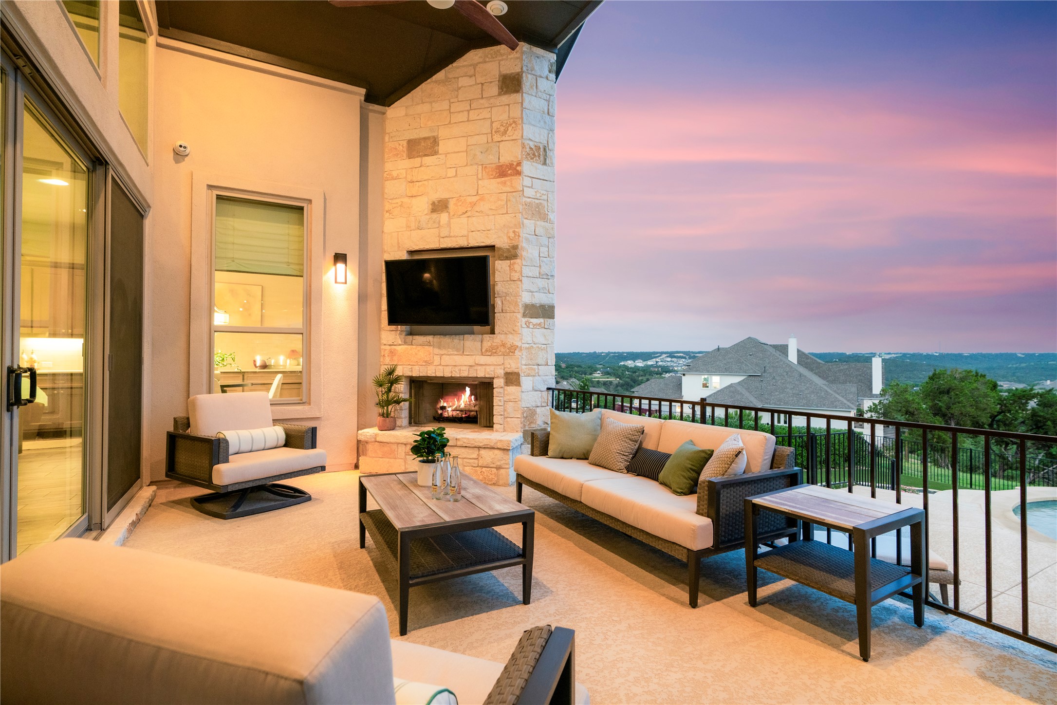 2033 Portobello Road Leander, TX 78641 - Photo 35 of 39 The lounge area features a cozy fireplace.