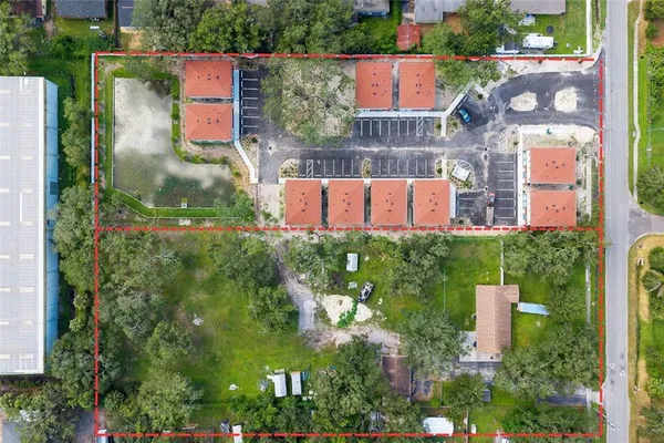 an aerial view of a house