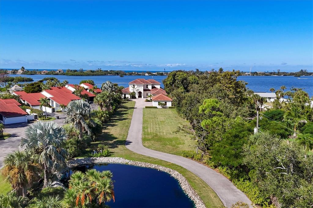 a view of a city and ocean view