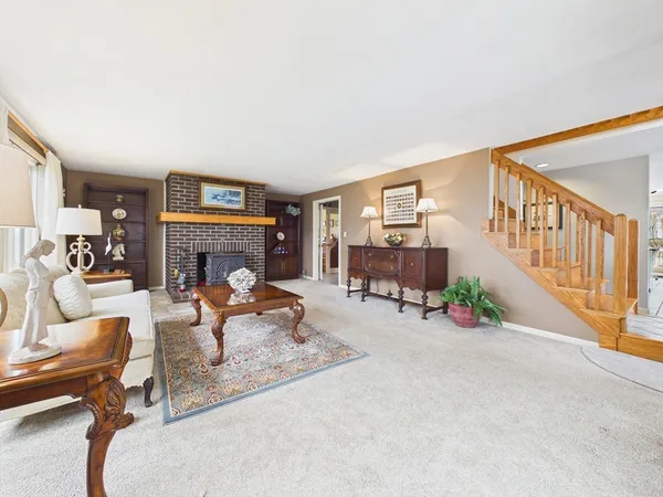 a living room with furniture and a couch