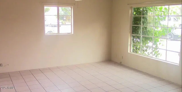 a view of a small space with window