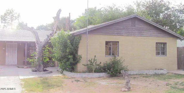 a house view with a backyard