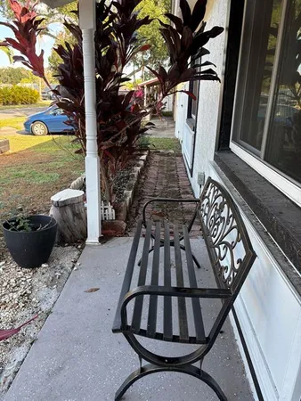 a view of an outdoor space with seating