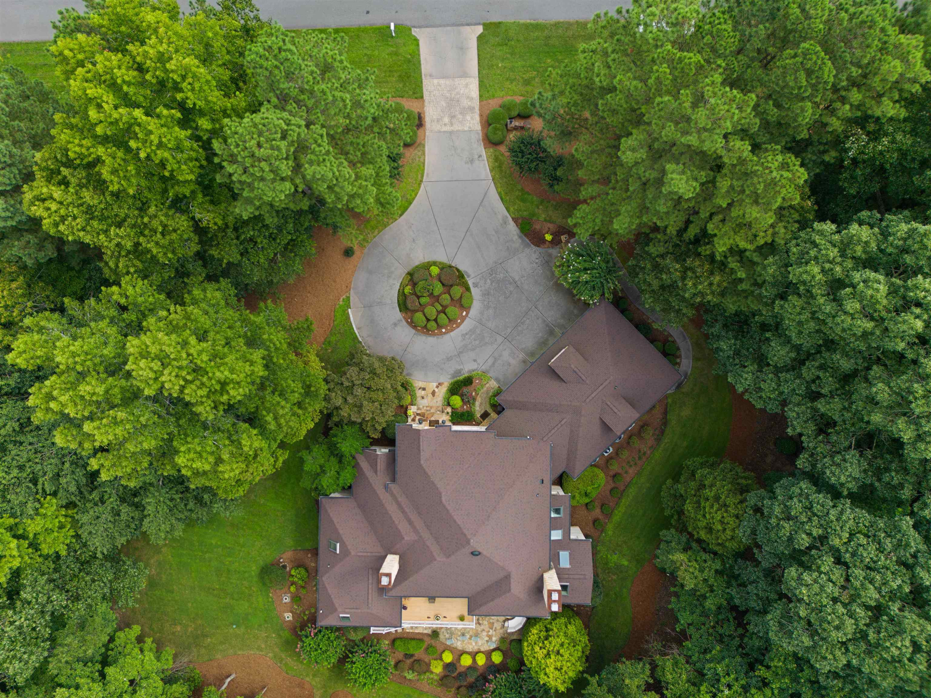 5120 Birchleaf Drive Raleigh, NC 27606 - Photo 5 of 57 Drone of circular Driveway