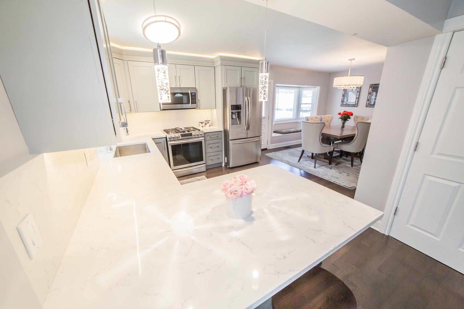 1924 Linden Avenue Park Ridge, IL 60068 - Photo 7 of 28 a living room with stainless steel appliances furniture a rug and a view of kitchen