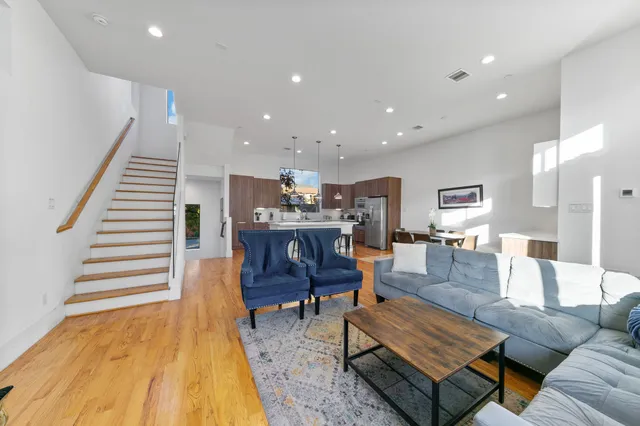 a picture of a bench in a white building