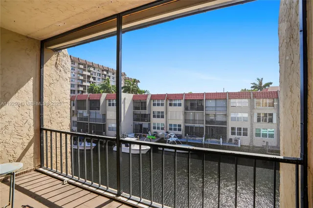 a view of a balcony with city view