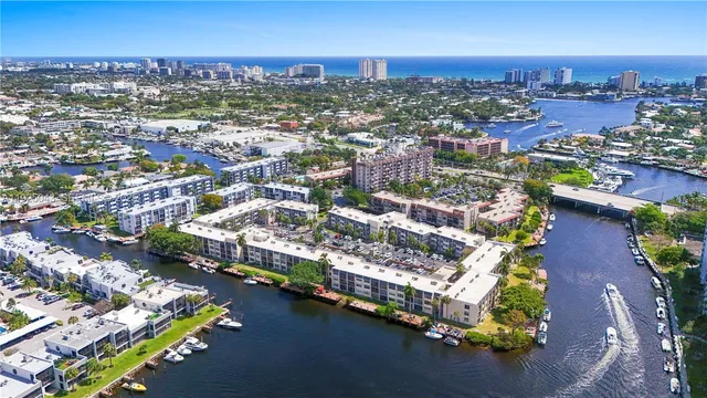 a city view with tall buildings