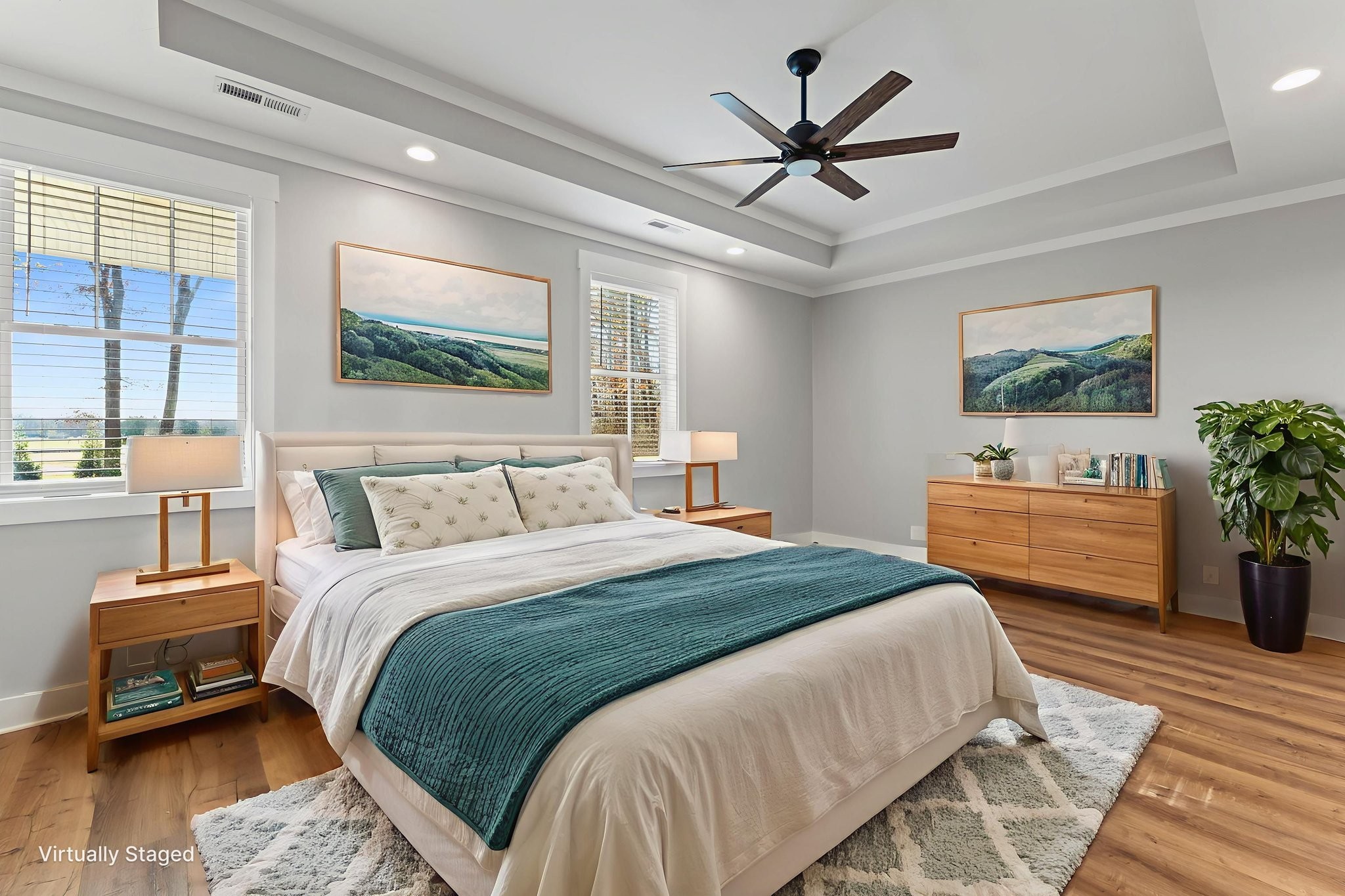 5706 Lunns Store Road Chapel Hill, TN 37034 - Photo 14 of 37 a bedroom with a bed and a ceiling fan with wooden floor
