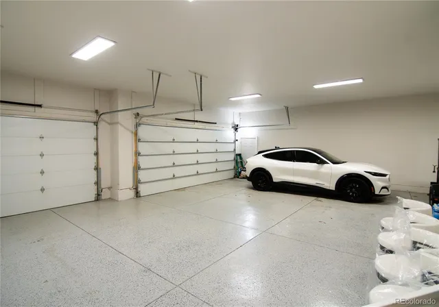 a car parked in a garage