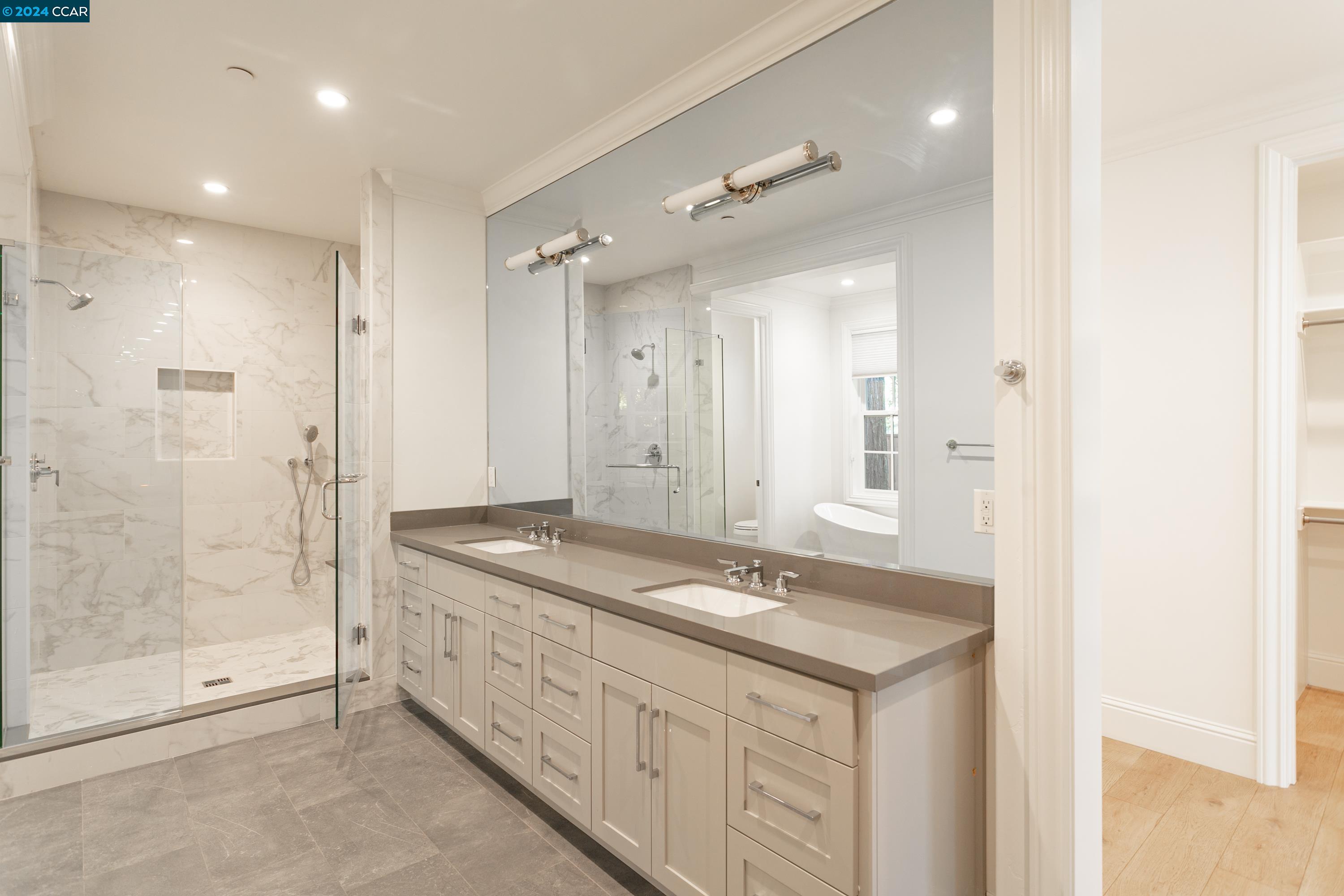 962 Reliez Station Lane Lafayette, CA 94549 - Photo 10 of 25 a bathroom with a granite countertop sink mirror and shower