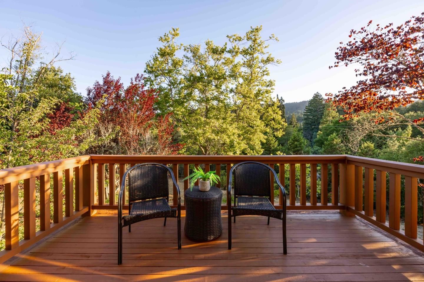140 Farm Road Woodside, CA 94062 - Photo 23 of 39 a view of chairs and table in the balcony