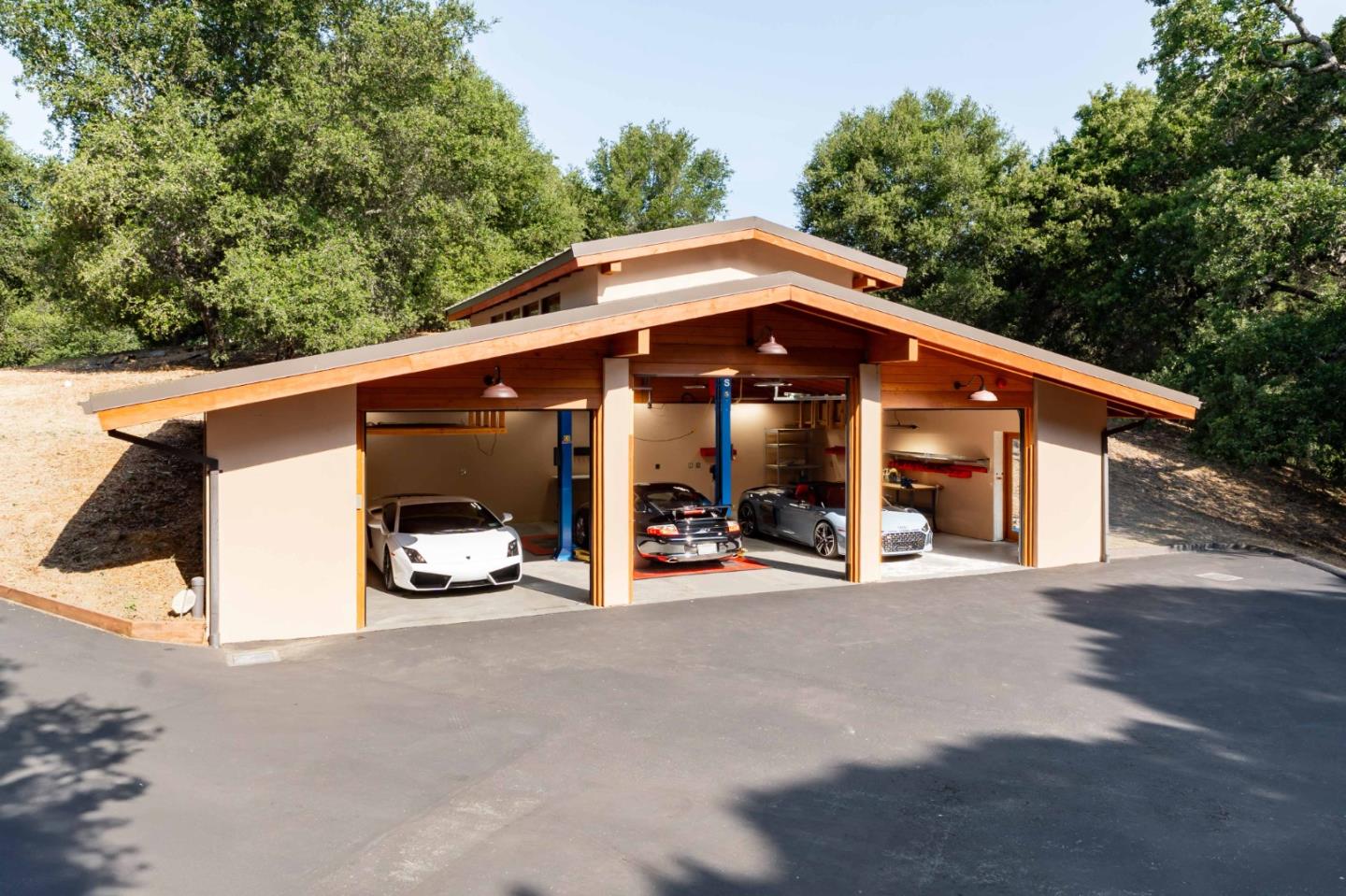 140 Farm Road Woodside, CA 94062 - Photo 32 of 39 a view of a car park in front of house