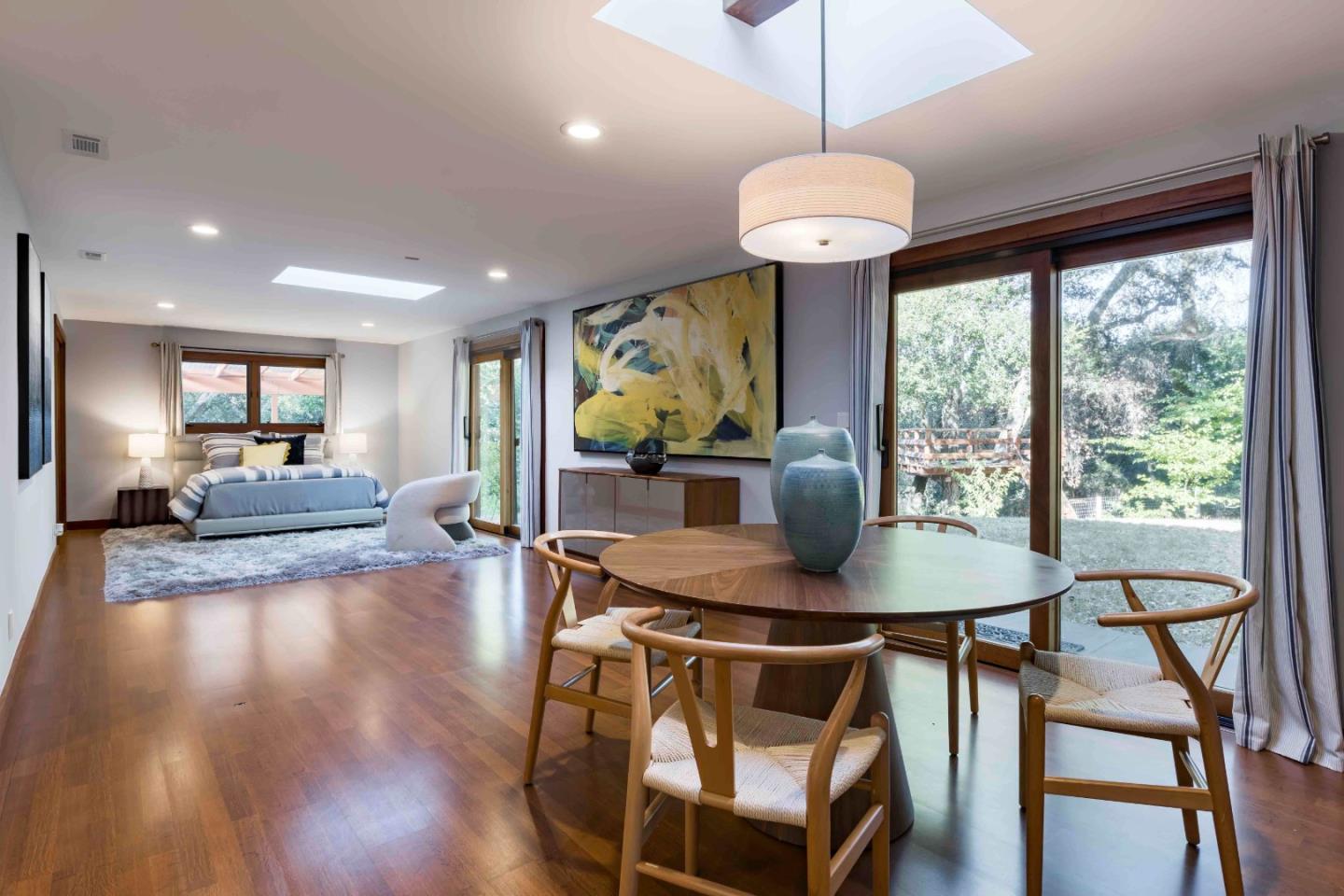 140 Farm Road Woodside, CA 94062 - Photo 36 of 39 a dining room with furniture and wooden floor