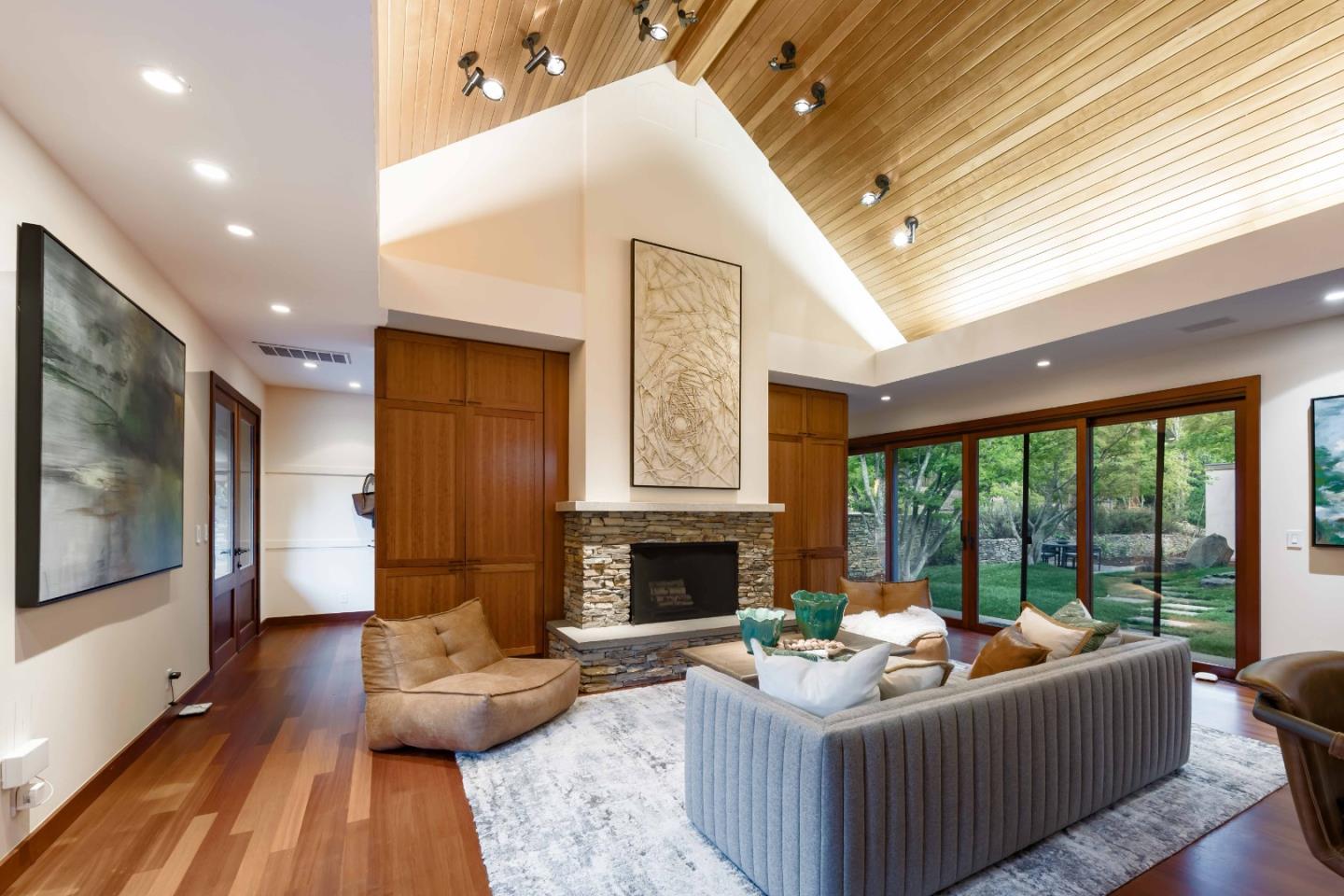 140 Farm Road Woodside, CA 94062 - Photo 10 of 39 a living room with furniture and a fireplace