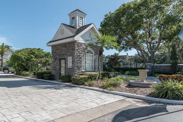 a view of a lake with a building in the background