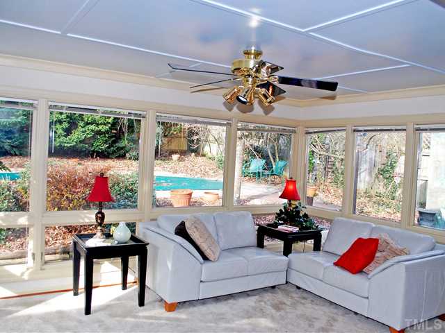 5013 Dantree Place Raleigh, NC 27609 - Photo 2 of 18 Sun Room w/ Panoramic View of Back Yard & Pool!