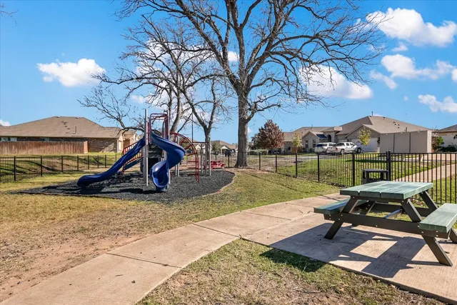 a view of a park with slide