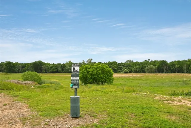 a view of a lake with a big yard