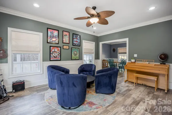 a living room with furniture