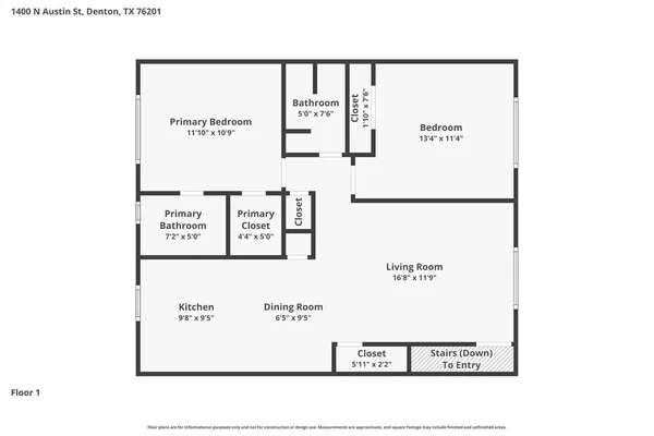 $1,285 | 1400 North Austin Street, Unit 1, Denton, TX 76201