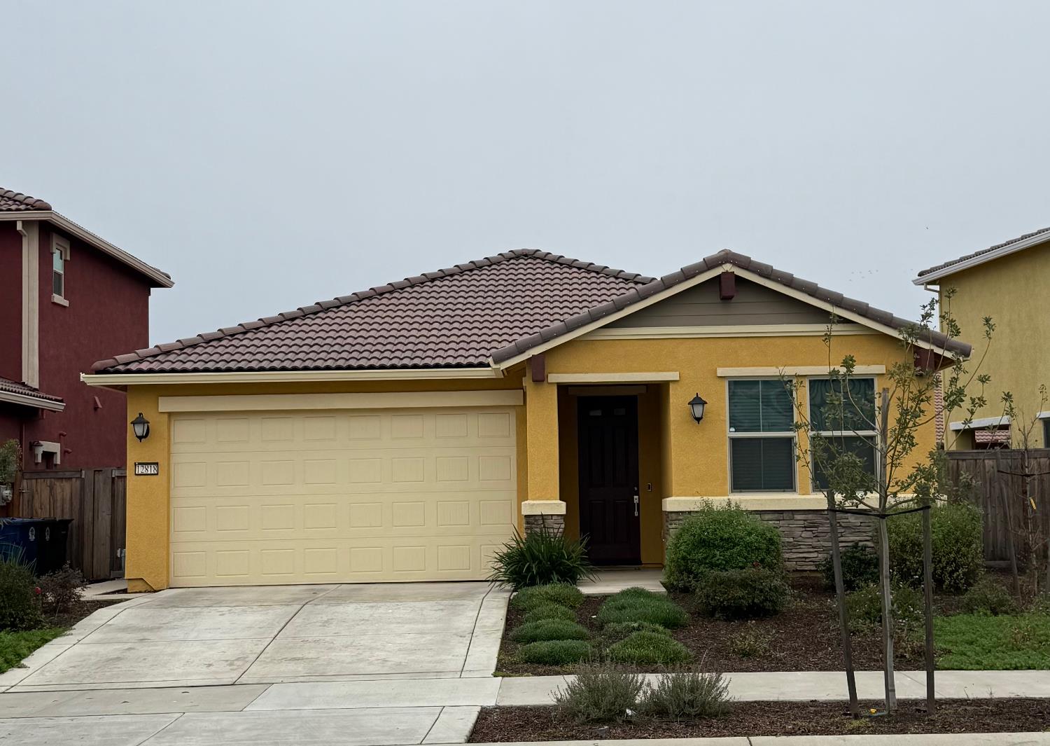 a front view of a house with yard