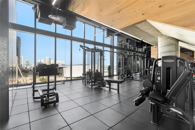 a view of a room with gym equipment