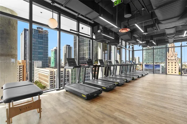 a view of a room with gym equipment