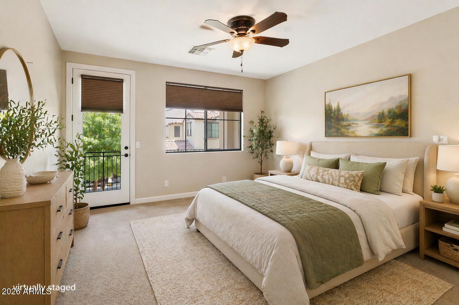 4777 South Fulton Ranch Boulevard, Unit 1123 Chandler, AZ 85248 - Photo 4 of 18 a spacious bedroom with a bed and a painting on the wall