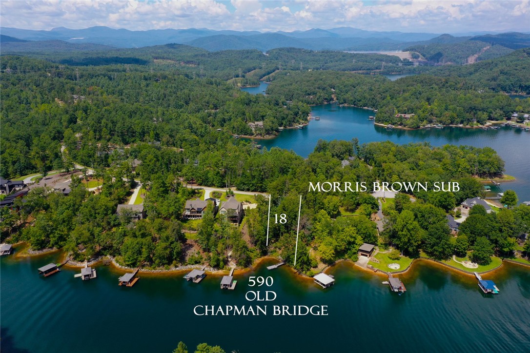 590 Old Chapman Bridge Road Salem, SC 29676 - Photo 8 of 43 Lush forested hills frame the sparkling blue lake waters under a vast mountain horizon.