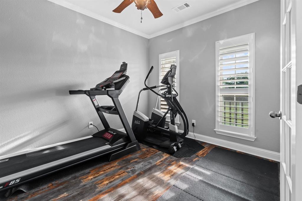 175 Porter Road Bartonville, TX 76226 - Photo 28 of 40 Currently set up as a home gym, this versatile room also makes a peaceful, light-filled office with French doors and serene views.