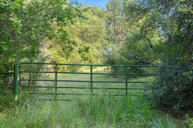 a view of a backyard with a fence