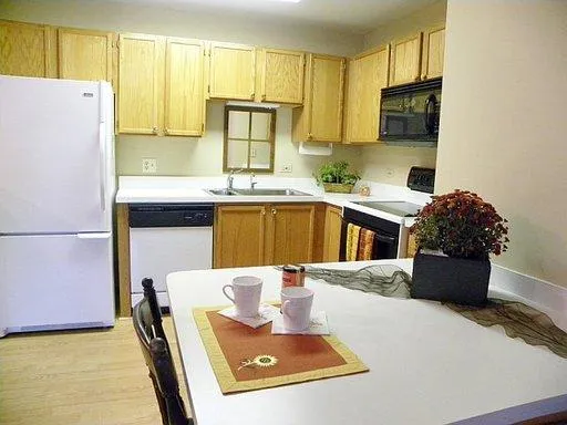 a kitchen with stainless steel appliances granite countertop a refrigerator a stove top oven a sink dishwasher and white cabinets with wooden floor