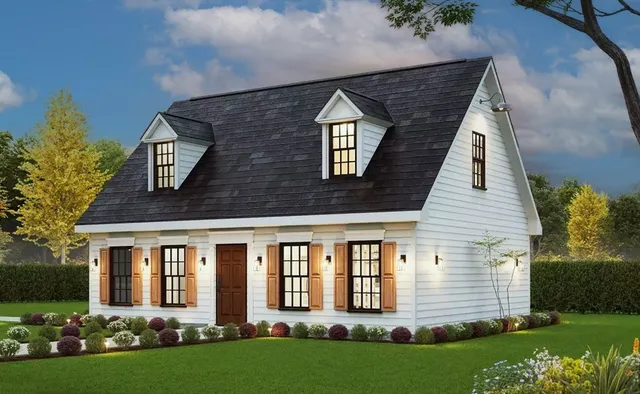 front view of a house with a yard