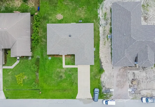 an aerial view of a house