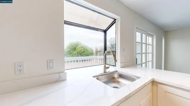 a view of vanity and mirror