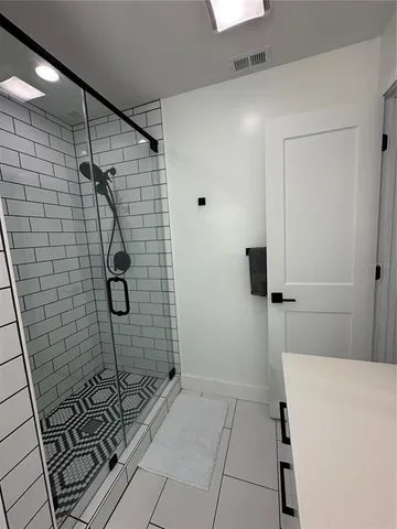 a bathroom with a shower