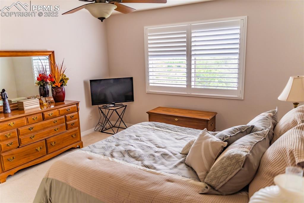 2755 Quail Ridge Point Colorado Springs, CO 80906 - Photo 21 of 35 a bedroom with a bed and flat screen tv