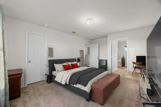 a large kitchen with a large counter top