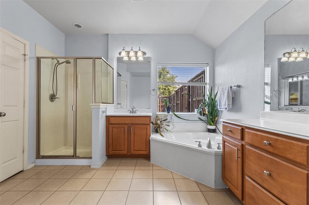 12334 Blue Ridge Drive Frisco, TX 75033 - Photo 17 of 20 a bathroom with a tub a sink and a mirror