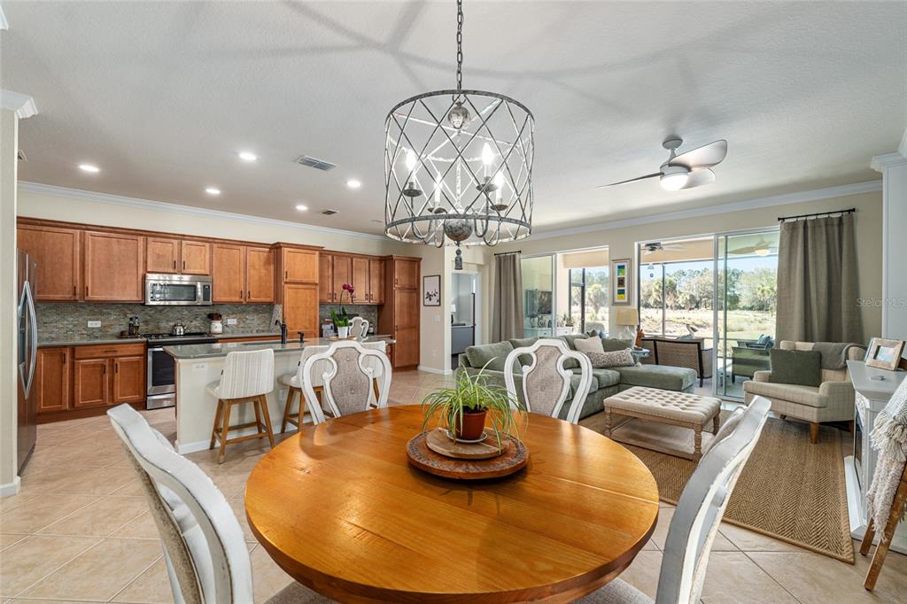 9595 Southwest 70th Loop Ocala, FL 34481 - Photo 24 of 100 a dining room with furniture a chandelier and wooden floor