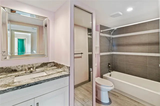 a view of a large building with a large window