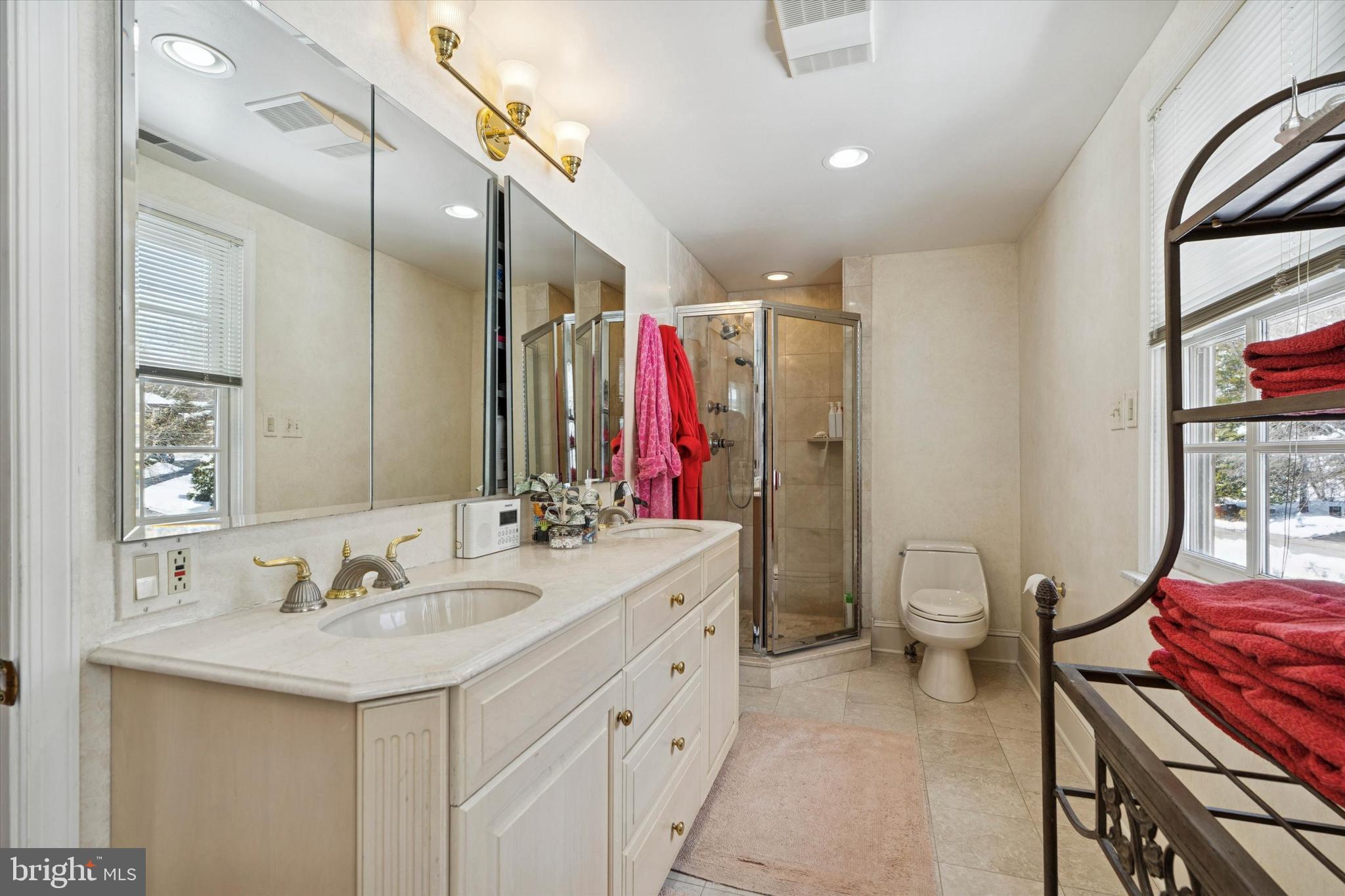 736 Woodleave Road Bryn Mawr, PA 19010 - Photo 26 of 44 a bathroom with a sink vanity mirror and toilet