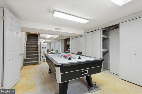 a room with pool table