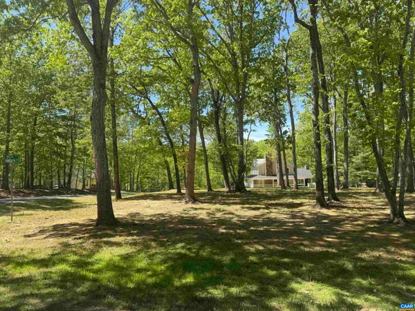 a view of outdoor space with trees all around