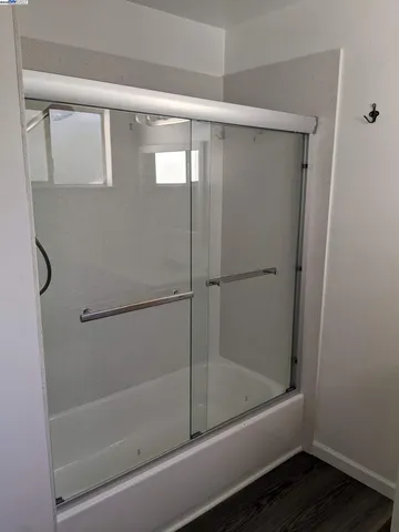 a bathroom with a bathtub