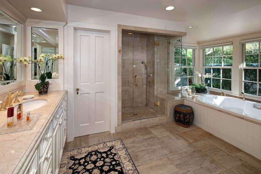 396 Hot Springs Road Montecito, CA 93108 - Photo 12 of 17 a large spacious bathroom with a tub shower and sink