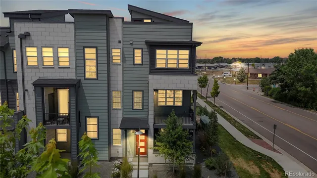 a front view of a multi story building